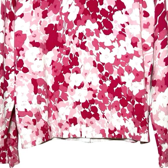Lands End Women’s Long Sleeve Floral Print Cardigan Pink/White Size Medium - Picture 6 of 7